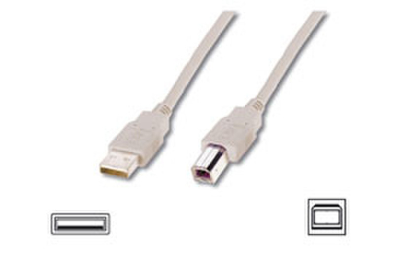 Digitus USB2.0 Anschlusskabel 2m USB A,USB B 2m USB A USB B Beige USB Kabel
