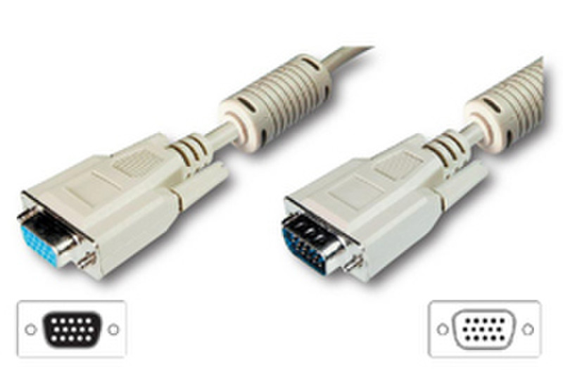 Digitus XGA Monitor extension cable, HD15, 2x ferrite 1.8m VGA (D-Sub) VGA (D-Sub) VGA-Kabel