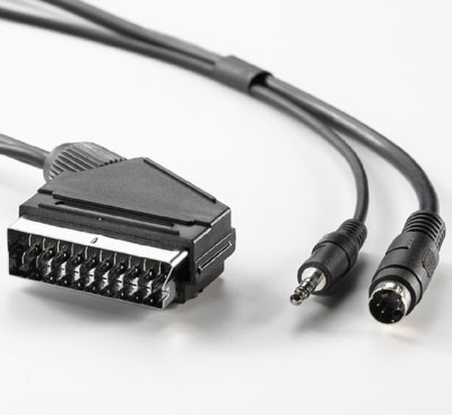 ROLINE DVD-Cable, 20m 20m SCART (21-pin) S-Video (4-pin) + 3.5mm Schwarz