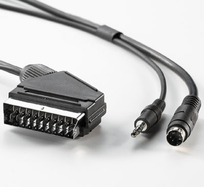 ROLINE DVD-Cable, 10m 10м SCART (21-pin) S-Video (4-pin) + 3.5mm Черный