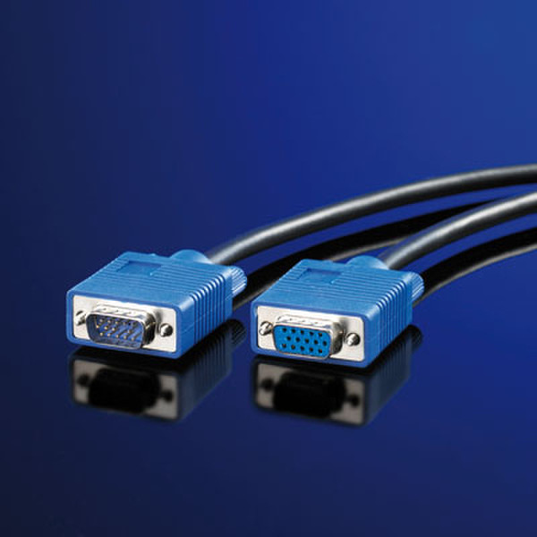 Value VGA Cable (3S+7), HD15 M/F, 3m D-Sub HD 15 D-Sub HD 15 Grey cable interface/gender adapter