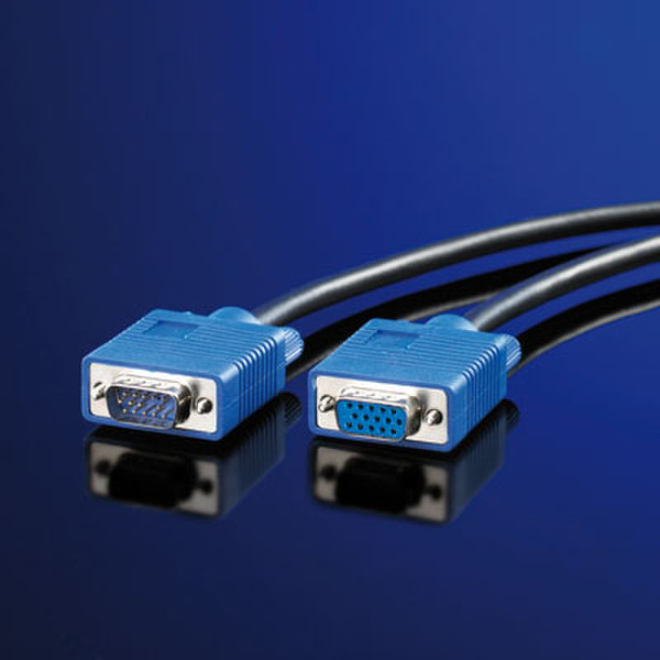 Value VGA Cable (3S+7), HD15 M/F, 2m D-Sub HD 15 D-Sub HD 15 Grau Kabelschnittstellen-/adapter