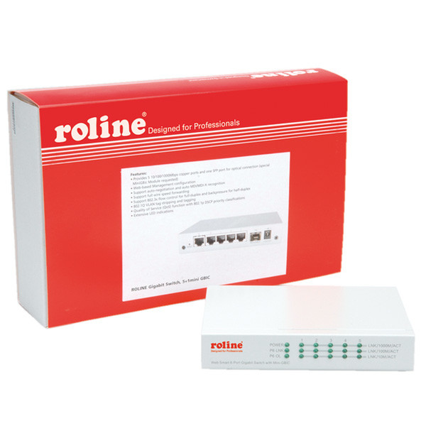 ROLINE Gigabit Switch, 5x RJ-45 + 1 SFP-Slot, web-smart