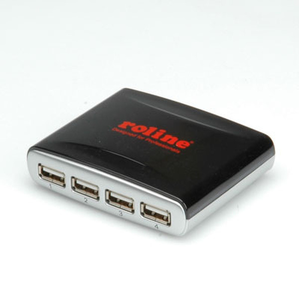 ROLINE USB 2.0 Hub, 4 ports 480Мбит/с Черный хаб-разветвитель