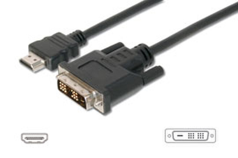 Digitus HDMI connection cable, Type A - DVI(18+1) 5m HDMI DVI-D Schwarz