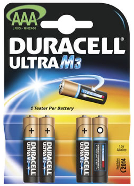 Avery Duracell MX2400 UltraM3 Batterie AAA, 4er Alkali 1.5V Nicht wiederaufladbare Batterie