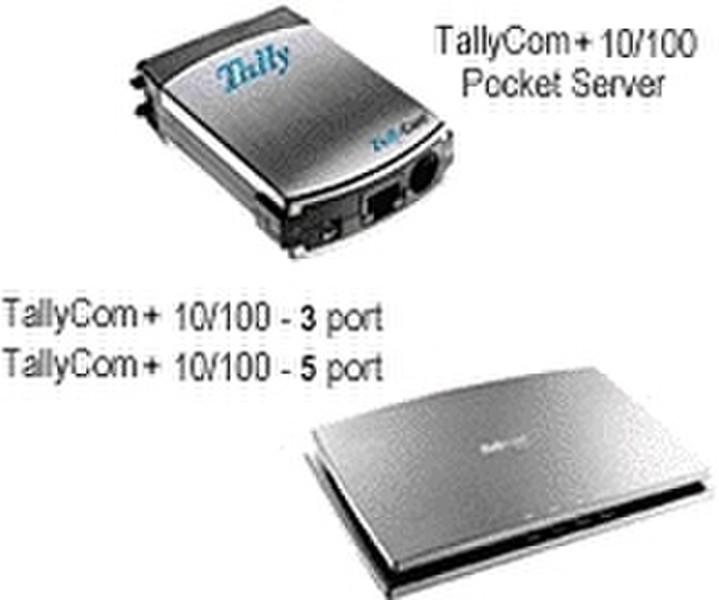 TallyGenicom TallyCom+ 10/100, 3-port (Euro Version) Ethernet LAN сервер печати