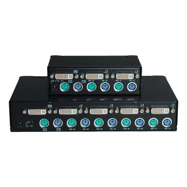 ROLINE KVM-DVI-Switch 1 User - 4 PCs Schwarz Tastatur/Video/Maus (KVM)-Switch