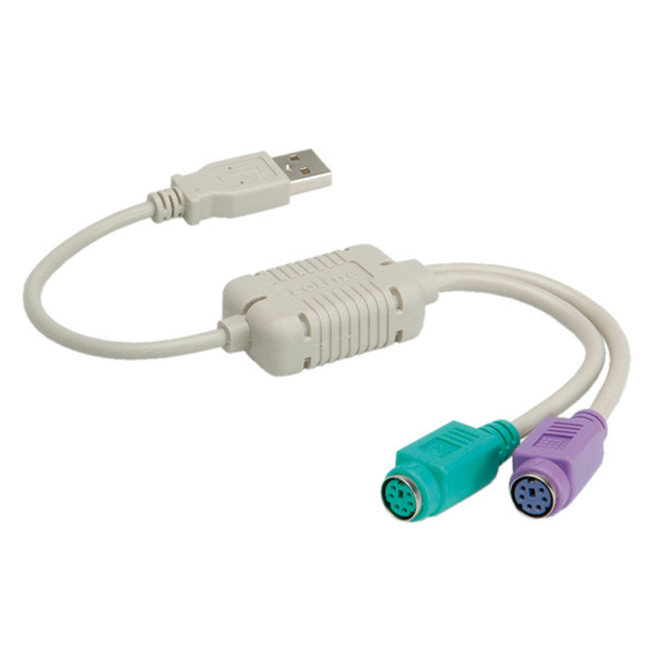 ROLINE USB to 2x PS/2 Adapter Cable Серый кабельный разъем/переходник
