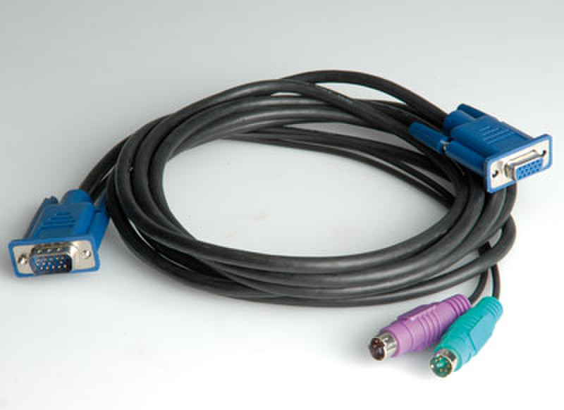 Value KVM-Cable 3.0m 3m Schwarz Tastatur/Video/Maus (KVM)-Kabel