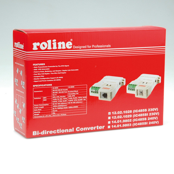 ROLINE Converter RS232-RS485, without Galvanic Isolation Серый кабельный разъем/переходник