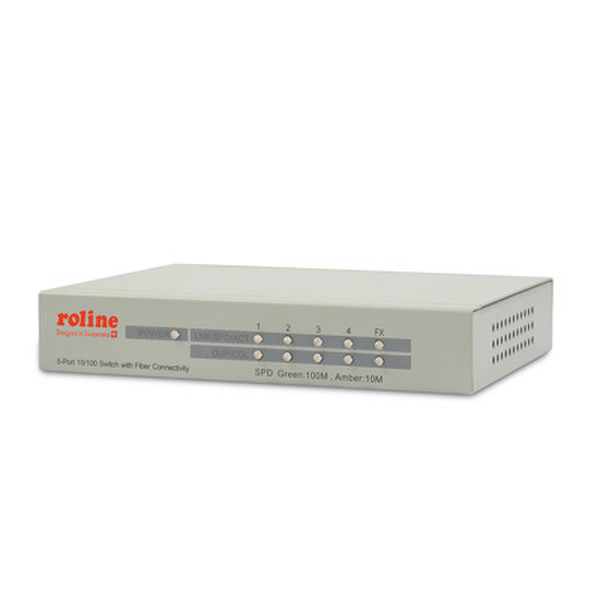ROLINE RS-105DF 10/100 Switch with F.O. uplink, 4+1 ports Energie Über Ethernet (PoE) Unterstützung