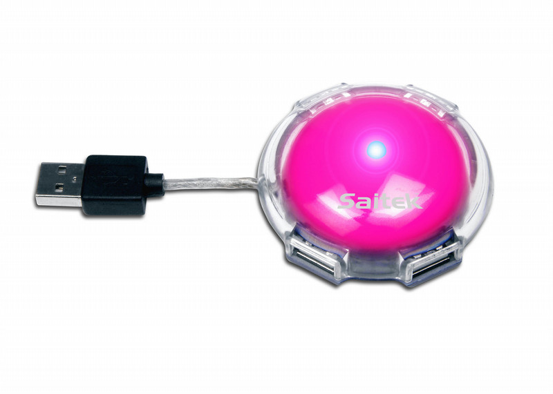 Saitek Mini UFO Hub 480Мбит/с Розовый хаб-разветвитель