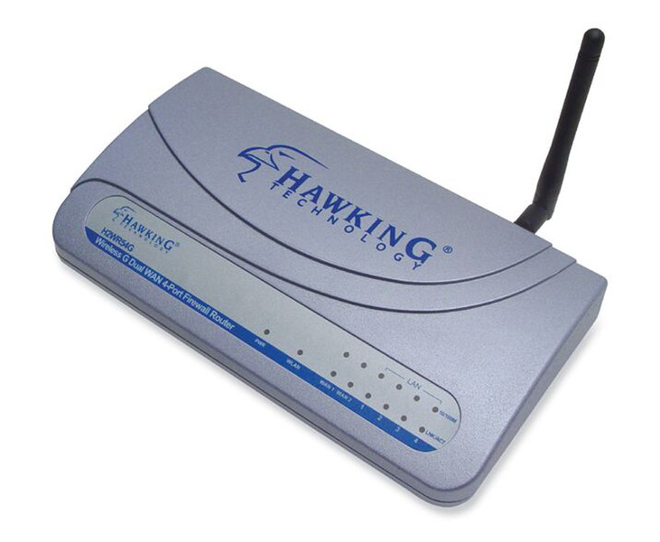 Hawking Technologies Wireless G Dual WAN 4-Port Firewall Router. Model: H2WR54G WLAN-Router