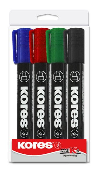 Kores M20943 Черный, Синий, Зеленый, Красный 4шт перманентная маркер