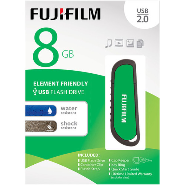 Fujifilm 8GB USB 2.0 WR 8ГБ USB 2.0 Зеленый USB флеш накопитель