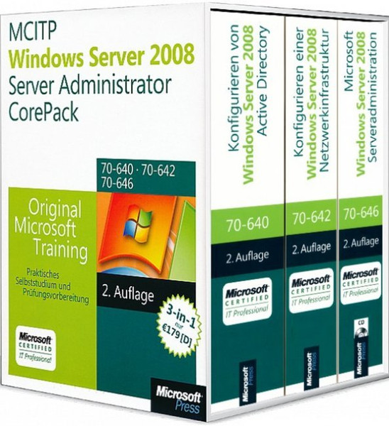 Microsoft MCITP / MCSA Windows Server 2008 R2 Server Administrator CorePack 2630страниц DEU руководство пользователя для ПО