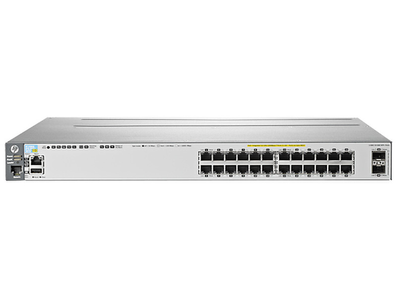 Hewlett Packard Enterprise ProCurve 3800-24G-PoE+-2SFP+ Управляемый L3 Gigabit Ethernet (10/100/1000) Power over Ethernet (PoE) 1U Серый