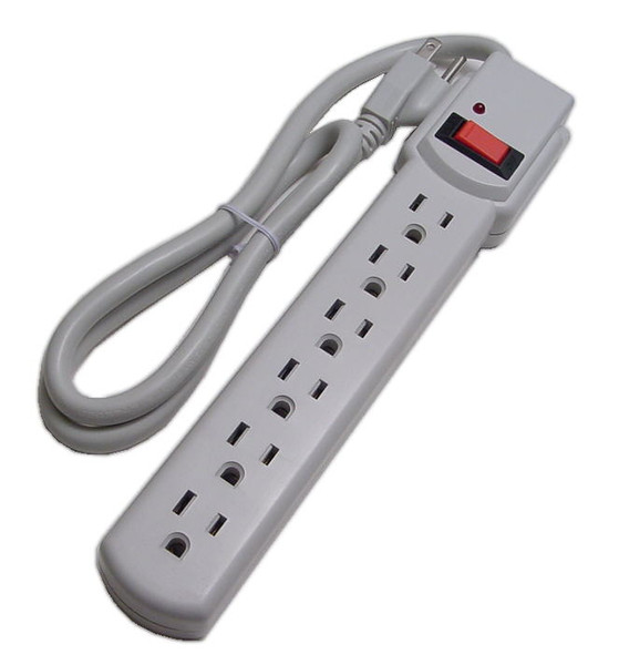 Calrad Electronics 6 Ourlet Adapter w/ Surge Protection Plastic 6AC outlet(s) 0.9m Grey surge protector