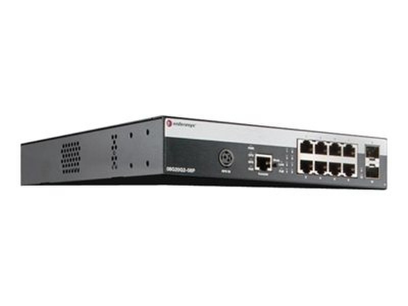 Enterasys 08G20G2-08P Управляемый L2 Gigabit Ethernet (10/100/1000) Power over Ethernet (PoE) Черный сетевой коммутатор