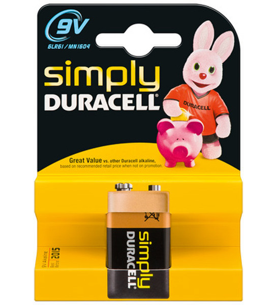 Wentronic 6LR61 9V Duracell Simply 1-BL Щелочной 9В