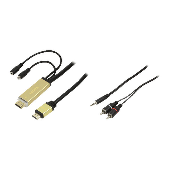 LogiLink 2.0m RCA/HDMI - HDMI M/M 2m HDMI HDMI + RCA Schwarz Videokabel-Adapter
