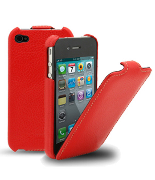 Melkco Leather Case for Apple iPhone 4S/iPhone 4/iPhone 4 CDMA Verizon Flip case Red