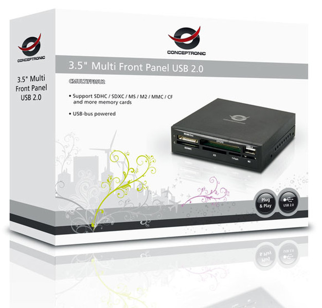 Conceptronic CMULTIFP35U2 Internal USB 2.0 Black card reader