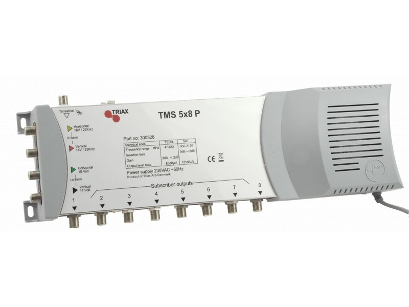 Triax TMS 5X8P/UK Cable splitter Grau