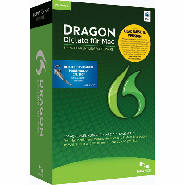 Nuance Dragon Dictate for Mac 3.0, Wireless, EDU