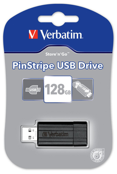 Verbatim PinStripe 128GB 128GB USB 2.0 Typ A Schwarz USB-Stick