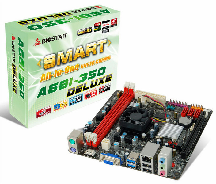 Biostar A68I-350 DELUXE Versión 6.x AMD A68 Socket FT1 BGA Mini ITX motherboard