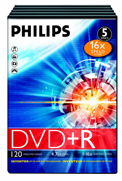 Philips DVD+R DR4S6T05F 4.7ГБ DVD+R 5шт