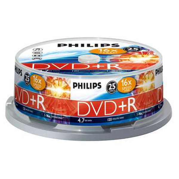 Philips DVD Recordable 4.7ГБ DVD+R 25шт