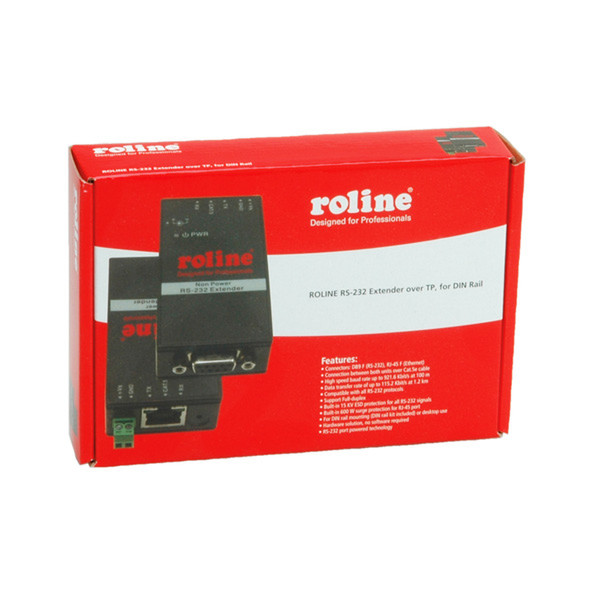 ROLINE RS-232 Extender over TP, for DIN Rail