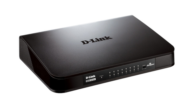 D-Link DGS-1016A Неуправляемый Черный сетевой коммутатор