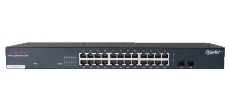 Longshine LCS-GS9124+2 ungemanaged L2 Gigabit Ethernet (10/100/1000) 1U Schwarz Netzwerk-Switch