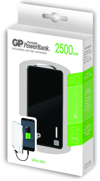 GP Batteries Portable PowerBank XPB28 Lithium Polymer (LiPo) 2500mAh Black