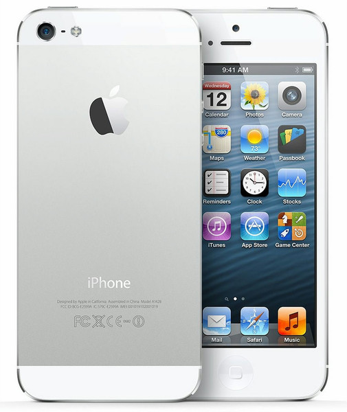 Apple iPhone 5 Одна SIM-карта 4G 64ГБ Cеребряный, Белый смартфон