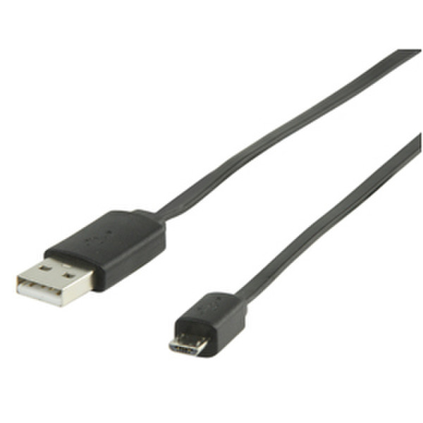 Valueline 1m, USB 2.0 A - Micro B 1м USB A Micro-USB B Черный