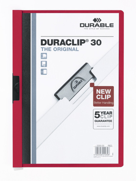 Durable DURACLIP® 30 A4 ПВХ Красный обложка с зажимом