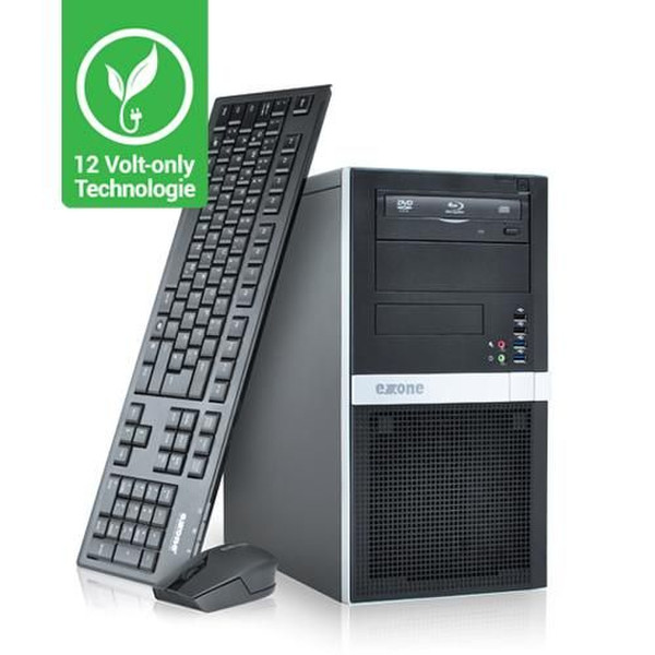 Exone Business 1103 (12V) i3-3220SSD W7 3.3GHz i3-3220 Micro Tower Schwarz, Silber PC