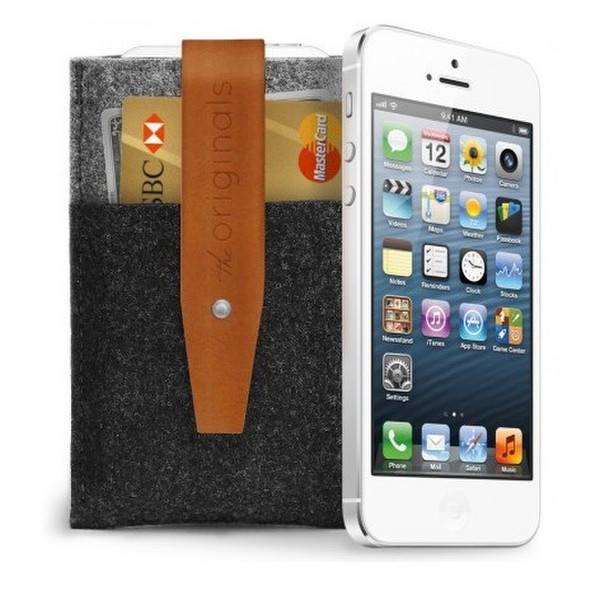 Mujjo iPhone 5 Wallet Pull case Черный, Коричневый
