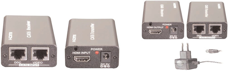 e+p HDT 1 AV transmitter & receiver Black AV extender