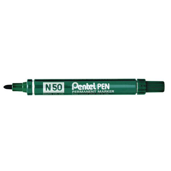 Pentel N 50 Пулевидный наконечник Зеленый 12шт перманентная маркер