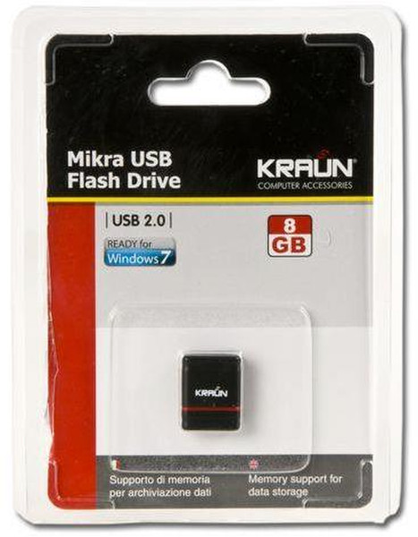 Kraun Mikra 8GB 8ГБ USB 2.0 Type-A Черный, Красный USB флеш накопитель