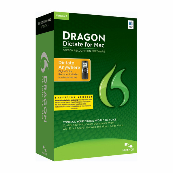 Nuance Dragon Dictate for Mac 3.0, Mobile, EDU