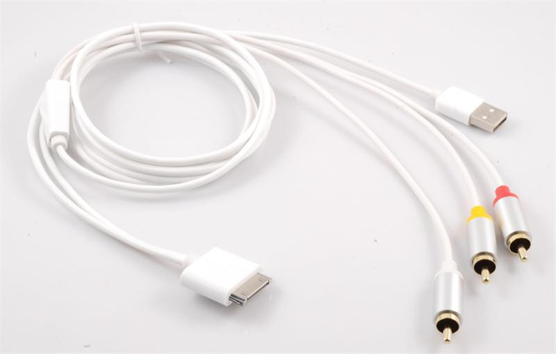 Inland Composite AV Cable 1.82m Apple 30-p RCA + USB Weiß Handykabel