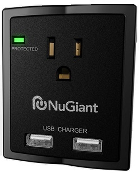 Inland Wall Tap with USB Charger 1AC outlet(s) 120V Black surge protector
