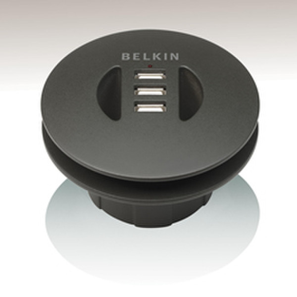 Belkin Flexible-Fit In-Desk USB Hub 480Мбит/с Черный хаб-разветвитель